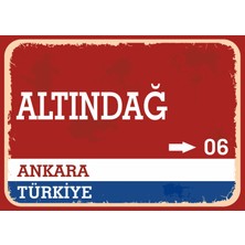 Ankara Altındağ Retro Sokak Yön Tabelası Vintage Pvc Dekota Uv Poster Yapışkanlı 35X25
