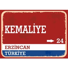 Erzincan Kemaliye Retro Sokak Yön Tabelası Vintage Pvc Dekota Uv Poster Yapışkanlı 35X25