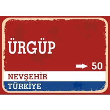 Nevşehir Ürgüp Retro Sokak Yön Tabelası Vintage Pvc Dekota Uv Poster Yapışkanlı 35X25