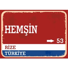 Rize Hemşin Retro Sokak Yön Tabelası Vintage Pvc Dekota Uv Poster Yapışkanlı 35X25