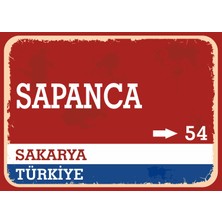 Sakarya Sapanca Retro Sokak Yön Tabelası Vintage Pvc Dekota Uv Poster Yapışkanlı 35X25