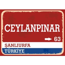 Şanlıurfa Ceylanpınar Retro Sokak Yön Tabelası Vintage Pvc Dekota Uv Poster Yapışkanlı 35X25