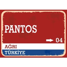 Ağrı Pantos Retro Sokak Yön Tabelası Vintage Pvc Dekota Uv Poster Yapışkanlı 35X25