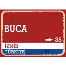 Izmir Buca Retro Sokak Yön Tabelası Vintage Pvc Dekota Uv Poster Yapışkanlı 35X25