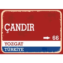 Yozgat Çandır Retro Sokak Yön Tabelası Vintage Pvc Dekota Uv Poster Yapışkanlı 35X25