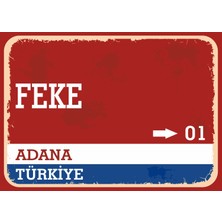 Adana Feke Retro Sokak Yön Tabelası Vintage Pvc Dekota Uv Poster Yapışkanlı 35X25