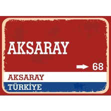 Akhisar Retro Sokak Yön Tabelası Vintage Pvc Dekota Uv Poster Yapışkanlı 35X25