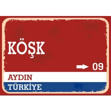 Aydın Köşk Retro Sokak Yön Tabelası Vintage Pvc Dekota Uv Poster Yapışkanlı 35X25