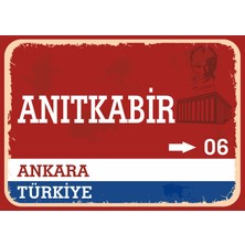 Ankara Anıtkabir Retro Sokak Yön Tabelası Vintage Pvc Dekota Uv Poster Yapışkanlı 35X25