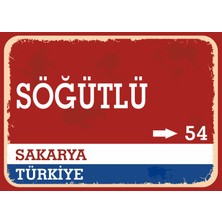 Sakarya Söğütlü Retro Sokak Yön Tabelası Vintage Pvc Dekota Uv Poster Yapışkanlı 35X25