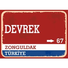 Zonguldak Devrek Retro Sokak Yön Tabelası Vintage Pvc Dekota Uv Poster Yapışkanlı 35X25