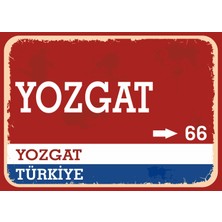 Yozgat Retro Sokak Yön Tabelası Vintage Pvc Dekota Uv Poster Yapışkanlı 35X25