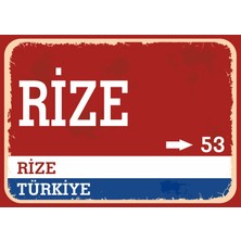 Rize Retro Sokak Yön Tabelası Vintage Pvc Dekota Uv Poster Yapışkanlı 35X25