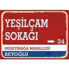 Istanbul Yeşilçam Sokağı Retro Sokak Yön Tabelası Vintage Pvc Dekota Uv Poster Yapışkanlı 35X25