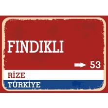 Rize Fındıklı Retro Sokak Yön Tabelası Vintage Pvc Dekota Uv Poster Yapışkanlı 35X25