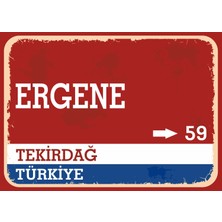 Tekirdağ Ergene Retro Sokak Yön Tabelası Vintage Pvc Dekota Uv Poster Yapışkanlı 35X25