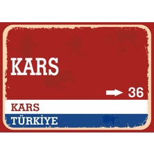 Kars Retro Sokak Yön Tabelası Vintage Pvc Dekota Uv Poster Yapışkanlı 35X25