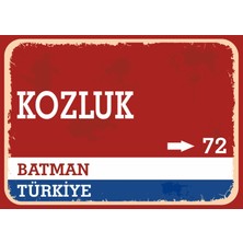 Batman Kozluk Retro Sokak Yön Tabelası Vintage Pvc Dekota Uv Poster Yapışkanlı 35X25