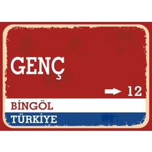 Bingöl Genç Retro Sokak Yön Tabelası Vintage Pvc Dekota Uv Poster Yapışkanlı 35X25
