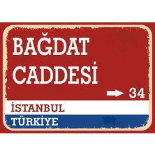 Istanbul Bağdat Caddesi Retro Sokak Yön Tabelası Vintage Pvc Dekota Uv Poster Yapışkanlı 35X25