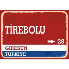Giresun Tirebolu Retro Sokak Yön Tabelası Vintage Pvc Dekota Uv Poster Yapışkanlı 35X25