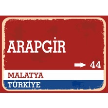 Malatya Arapgir Retro Sokak Yön Tabelası Vintage Pvc Dekota Uv Poster Yapışkanlı 35X25