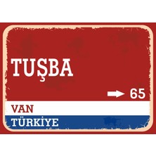 Van Tuşba Retro Sokak Yön Tabelası Vintage Pvc Dekota Uv Poster Yapışkanlı 35X25