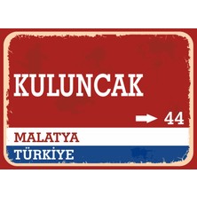 Malatya Kuluncak Retro Sokak Yön Tabelası Vintage Pvc Dekota Uv Poster Yapışkanlı 35X25