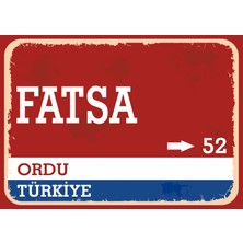 Ordu Fatsa Retro Sokak Yön Tabelası Vintage Pvc Dekota Uv Poster Yapışkanlı 35X25