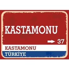 Kastamonu Retro Sokak Yön Tabelası Vintage Pvc Dekota Uv Poster Yapışkanlı 35X25