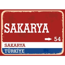 Sakarya Retro Sokak Yön Tabelası Vintage Pvc Dekota Uv Poster Yapışkanlı 35X25