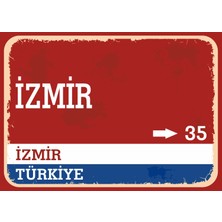 Izmir #1 Retro Sokak Yön Tabelası Vintage Pvc Dekota Uv Poster Yapışkanlı 35X25