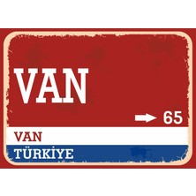 Van Retro Sokak Yön Tabelası Vintage Pvc Dekota Uv Poster Yapışkanlı 35X25
