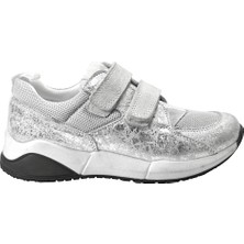 Onlo Ayakkabı 801-2 Hakiki Deri Gümüş Ortopedik Cırtlı Kız Çocuk Spor Ayakkabı