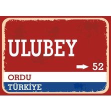 Ordu Ulubey Retro Sokak Yön Tabelası Vintage Pvc Dekota Uv Poster Yapışkanlı 35X25