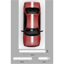 Citroen Için Özel Yeni Uyumlu Aksesuar Kaput-Tavan-Bagaj Çift Şerit Oto Özel Yeni Sticker 3 Parça Beyaz 20*120 CM-20*100 Cm-75*20 cm
