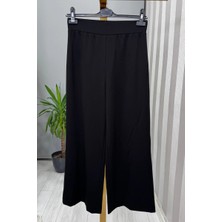 Sentez Venedik Beli Lastikli Geniş Paça Pantolon Siyah 5600