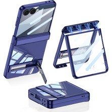 Galaxy Z Flip 7 Kılıf Kamera Korumalı Şeffaf Tasarımlı Zore LEGO Standlı Kapak - Lacivert