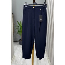 Sentez Roma Arkası Lastikli Pileli Pantolon Lacivert 5567