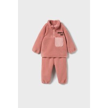 Kız Çocuk Polar Kumaş Fermuarlı Cep Detaylı 2'li Eşofman Takımı - Pembe