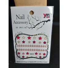 Mryart Yıldız Tırnak Aksesuarı Tattoo Sticker Pembe