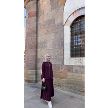 Nuss 1351 Taşlı Etekli Takım Bordo