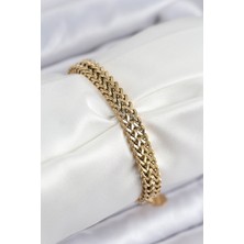 316L Çelik Örme Zincir Model Gold Renk Kadın Bileklik