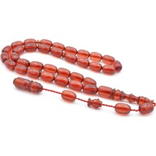 Usta Işçilikli Sistemli Kapsül Kesim Koyu Pembe Sıkma Kehribar Tesbih