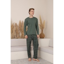 Erkek Interlok Rahat Kalıp Sıfır Yaka Yüksek Kalite Pamuk Pijama Takımı 16675