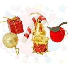 Nedi Yılbaşı Ağaç Süsü Şeker Kamışı Trampet Top Hediye Kutu Elma Nedı-3