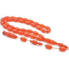 Lale Model Imameli Arpa Kesim Turuncu Sıkma Kehribar Tesbih