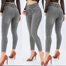 Yüksek Bel Likralı Jean Pantolon 90 cm