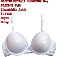 Dantel Detaylı Sütyen Dolgusuz Boş Balenli Telli Çıkarılabilir Askılı B Cup