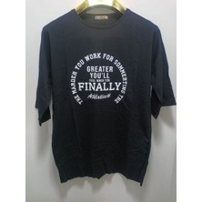 Önü Baskılı Oversize Kadın T-Shirt Bisiklet Yaka